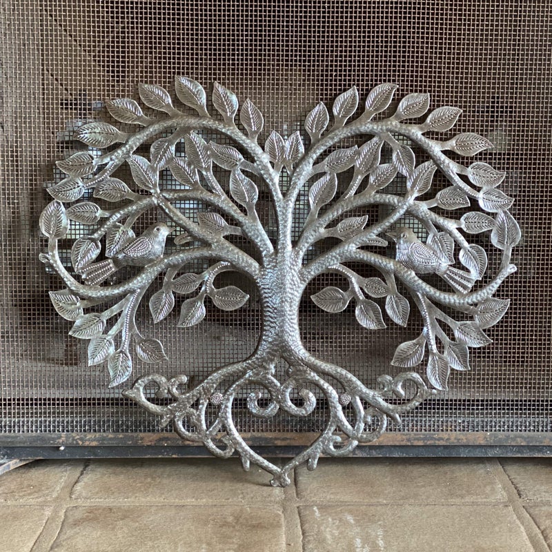 It's Cactus Metal Heart Shaped Tree of Life Decor, Wall Hanging Artwork, Handmade in Haiti, Celtic Family 17 X 16 Inches - Image 5